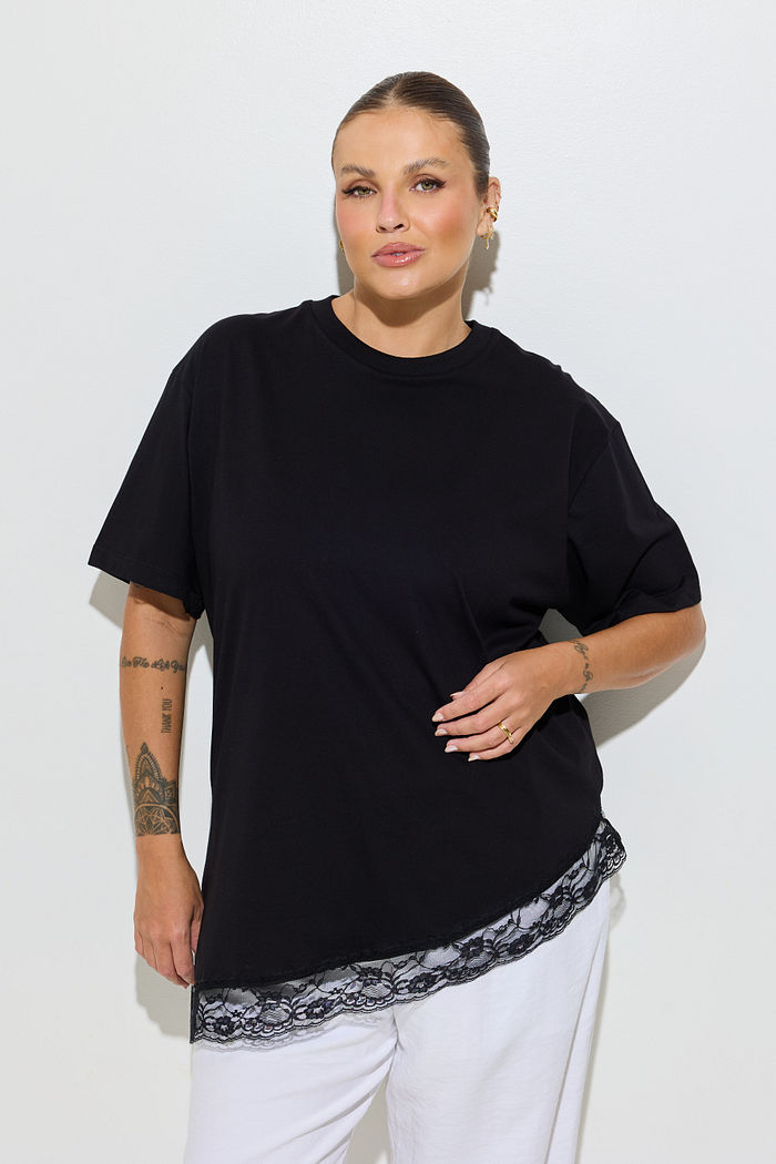 Blusa Rosana Com Renda Preta