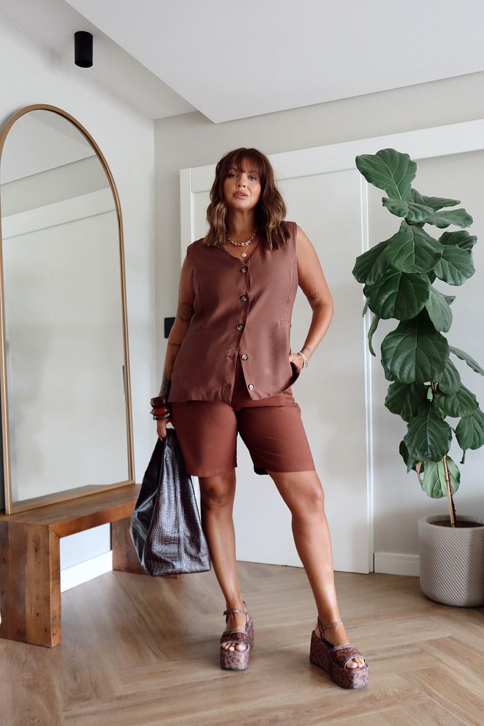 Colete Alfaiataria Marrom Escuro