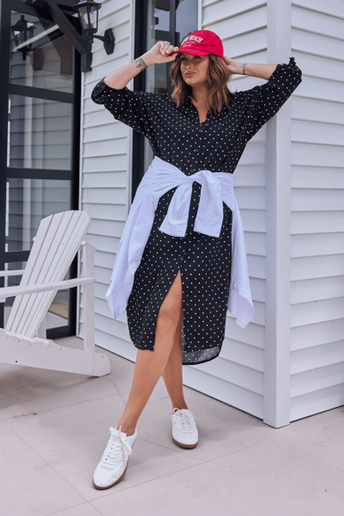 Vestido Chemise Eloá Poá Preto