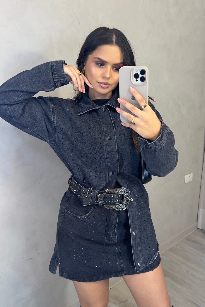 Camisa jeans com brilho