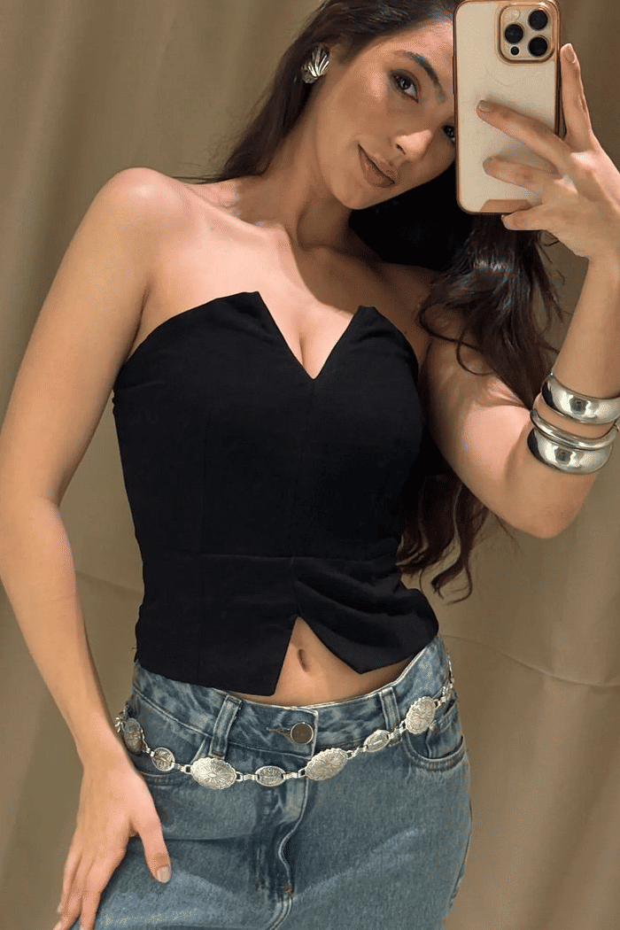 Corset blusa alfaiataria feminino tomara que saia