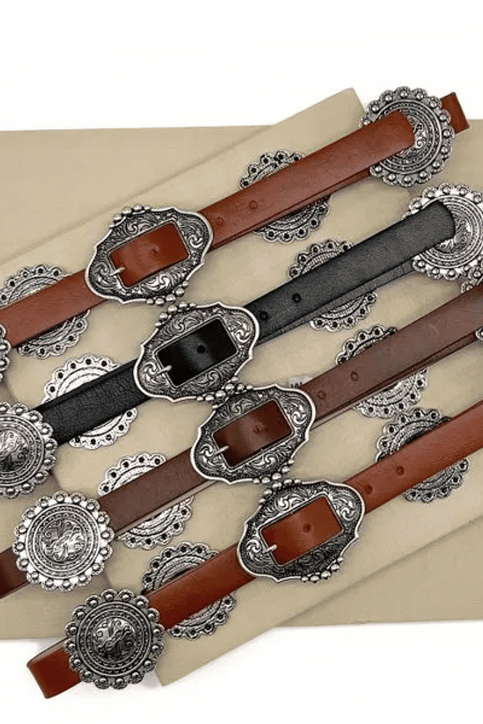 Cinto couro feminino country pedras