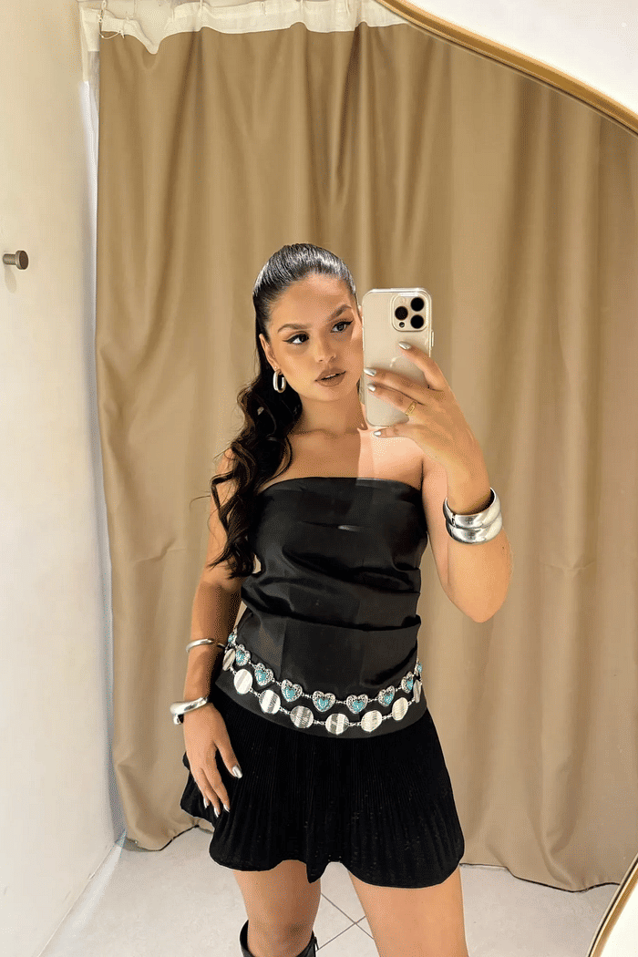 Blusa courino tomara que caia