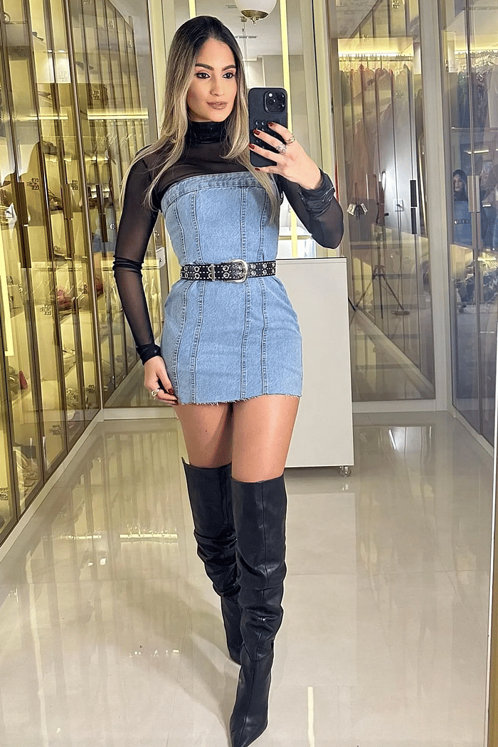 Vestido jeans tomara que caia Muria