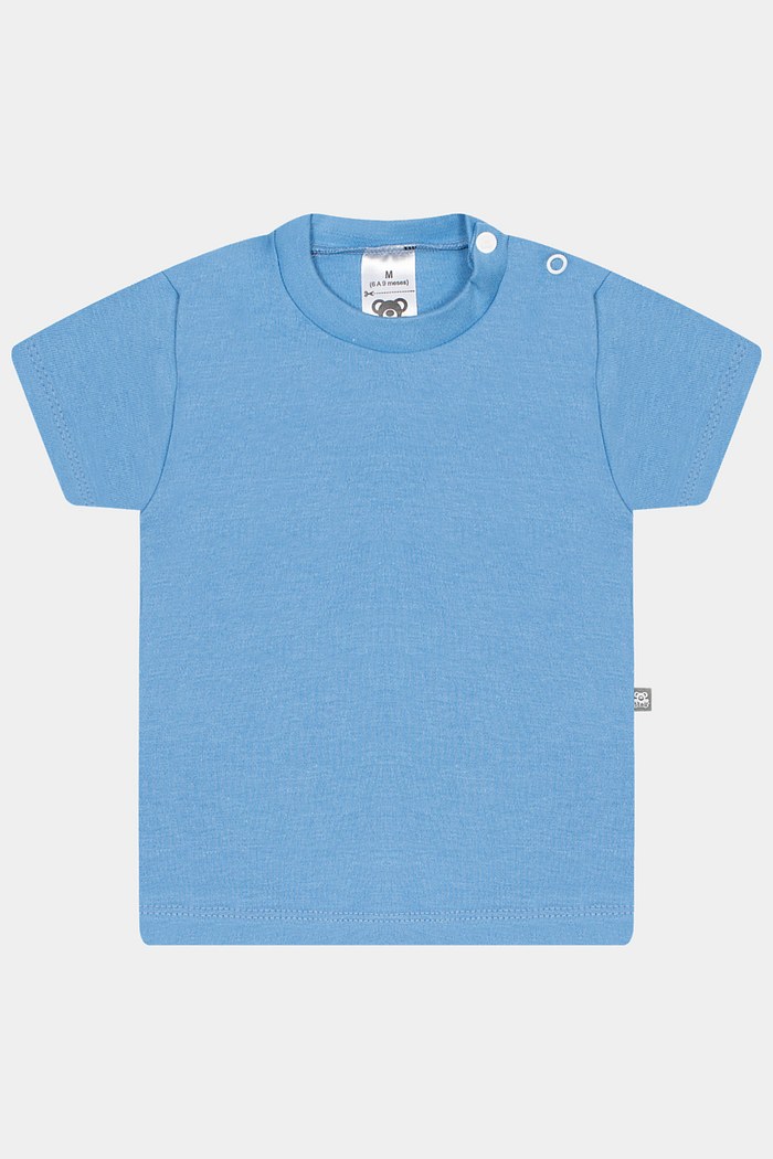 Camiseta Suedine Manga Curta Lisa Azul Médio Stolf