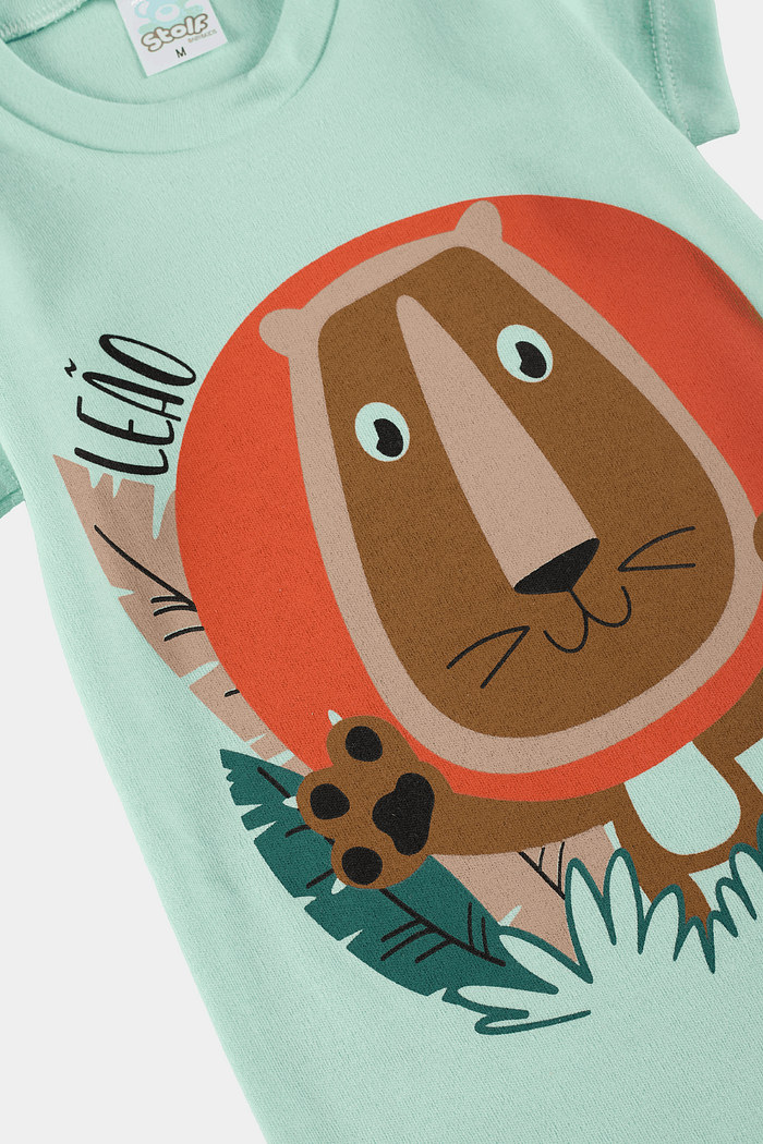 Macacão Algodão Egípcio Curto Leão Verde Stolf