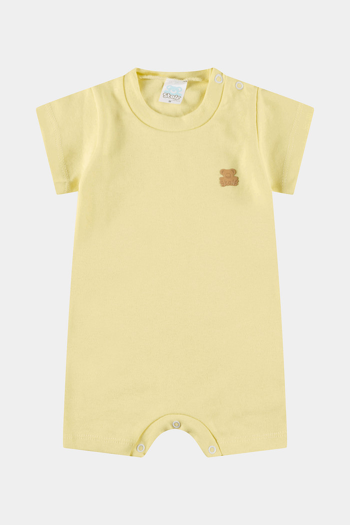 Macacão Suedine Curto Amarelo Stolf