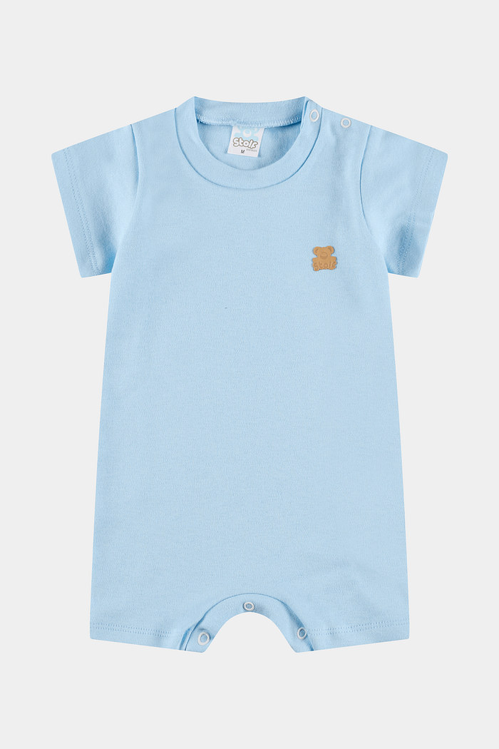 Macacão Suedine Curto Azul Stolf