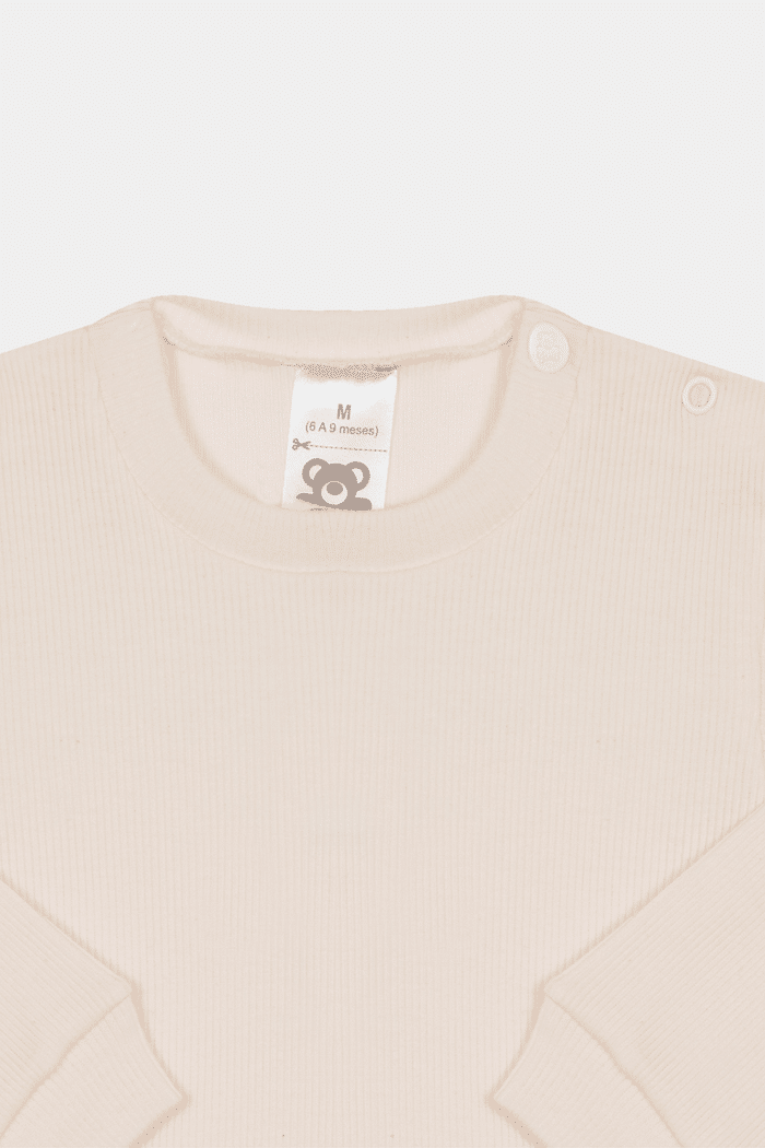 Camiseta Canelada Manga Longa Lisa Natural Stolf  