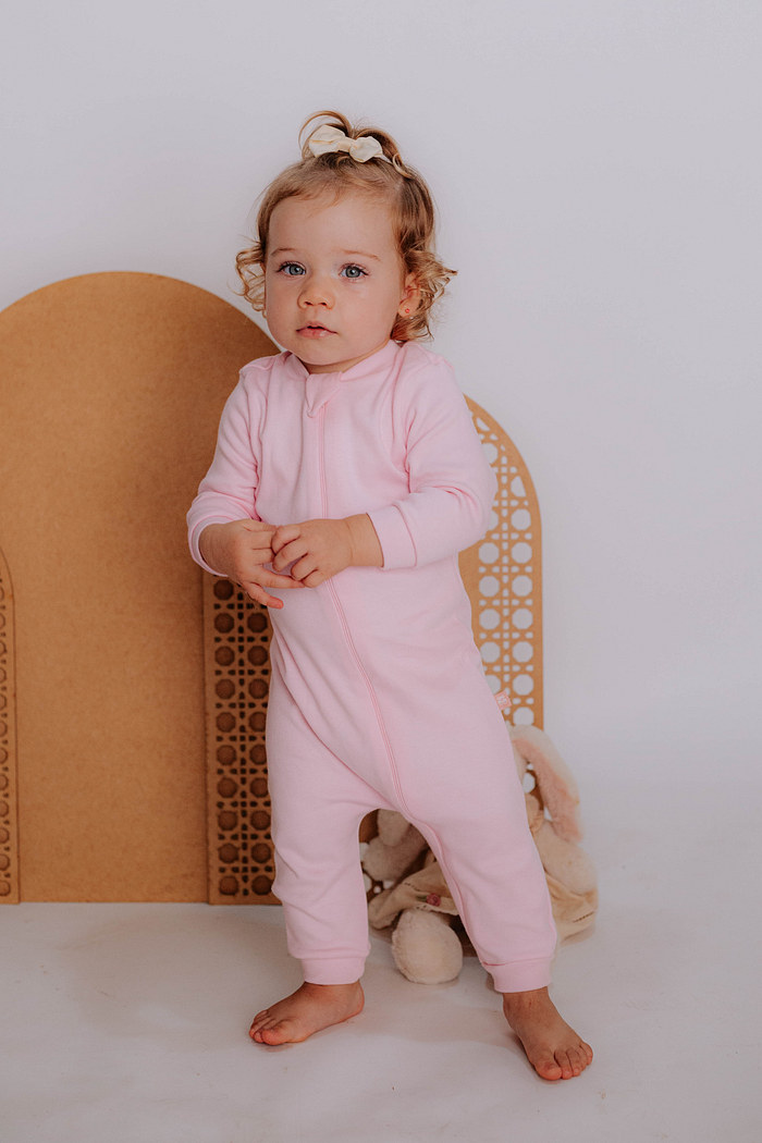 Macacão Suedine Longo Rosa Bebê Stolf