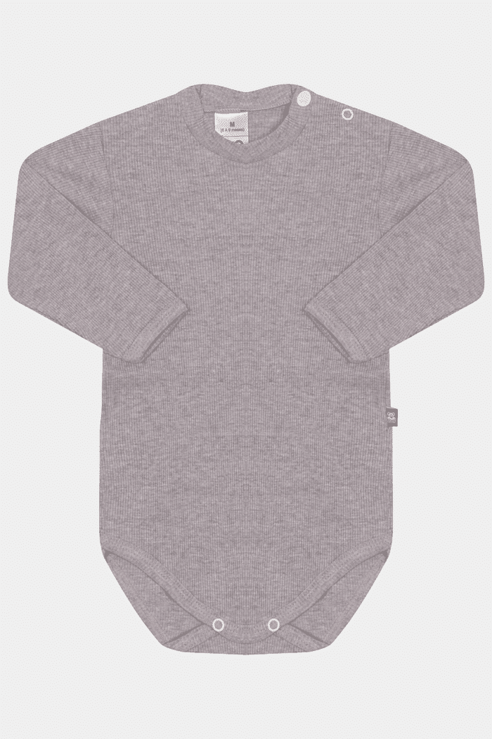 Body Canelado Manga Longa Mescla Escuro Stolf