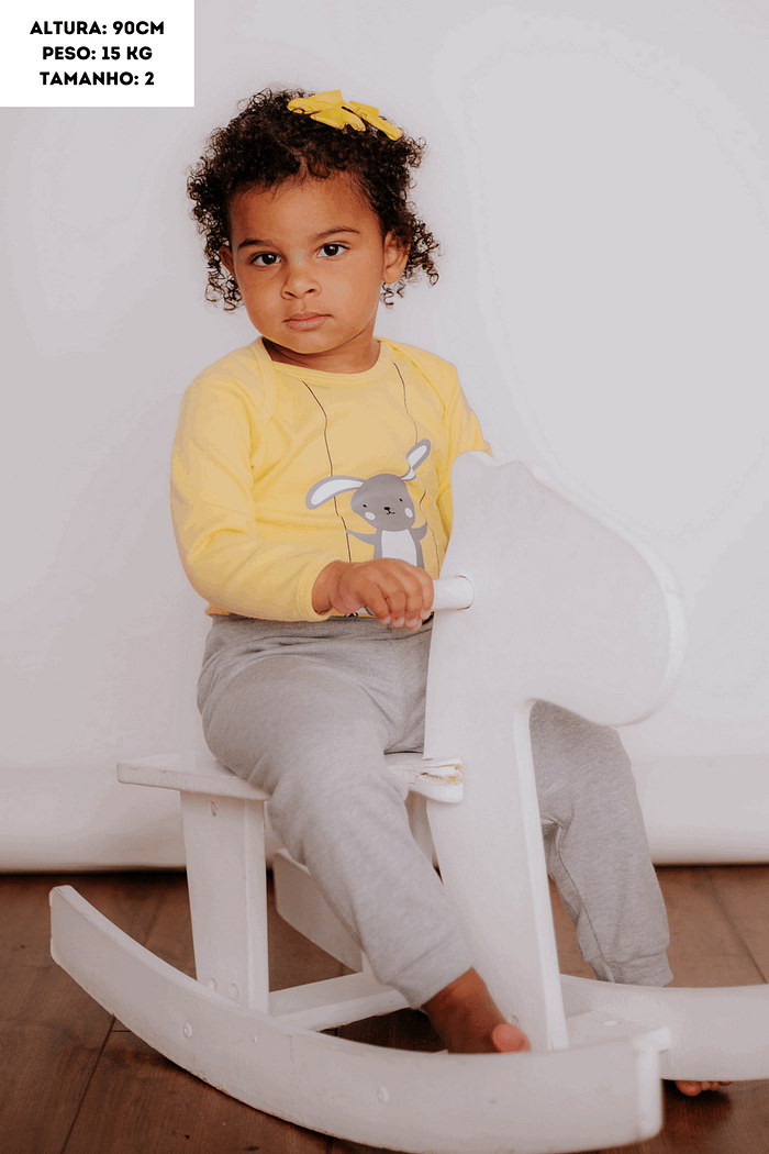 Conjunto Suedine Longo Coelho Balanço Amarelo