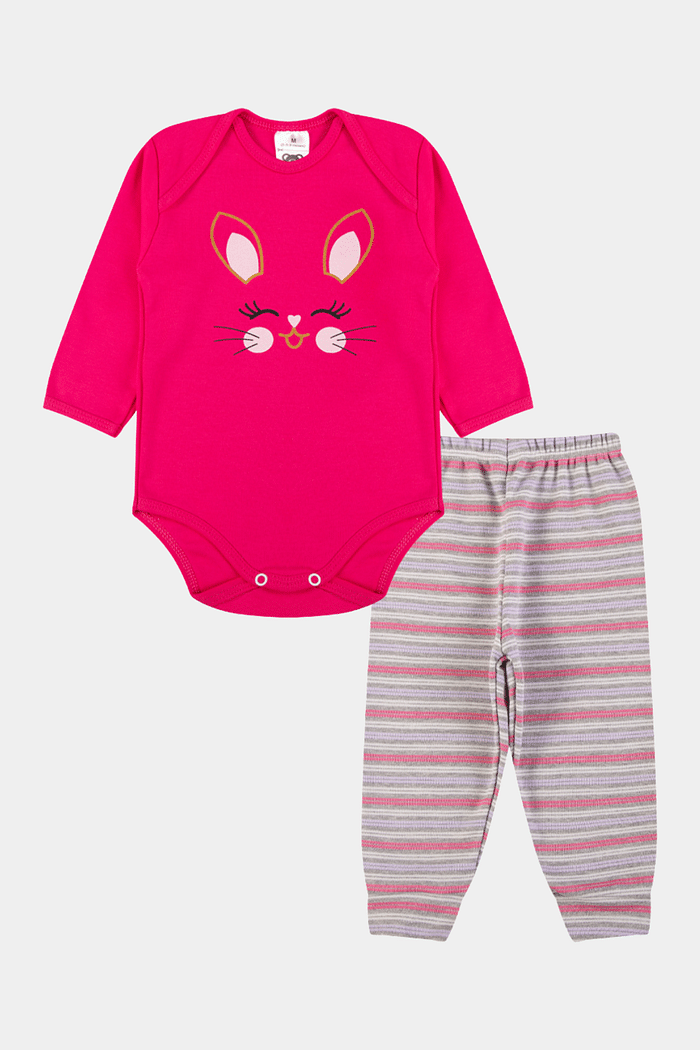 Conjunto Suedine Longo Coelha Pink Stolf