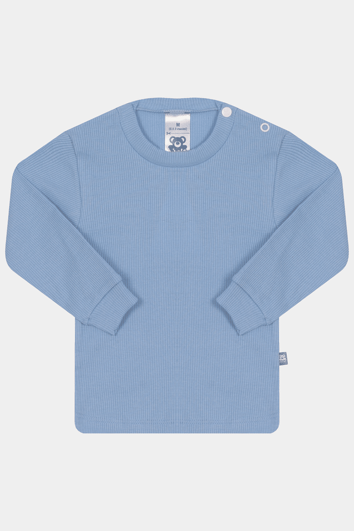 Camiseta Canelada Manga Longa Lisa Indigo Claro Stolf
