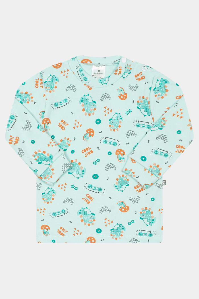 Camiseta Suedine Manga Longa Estampado Dino Stolf