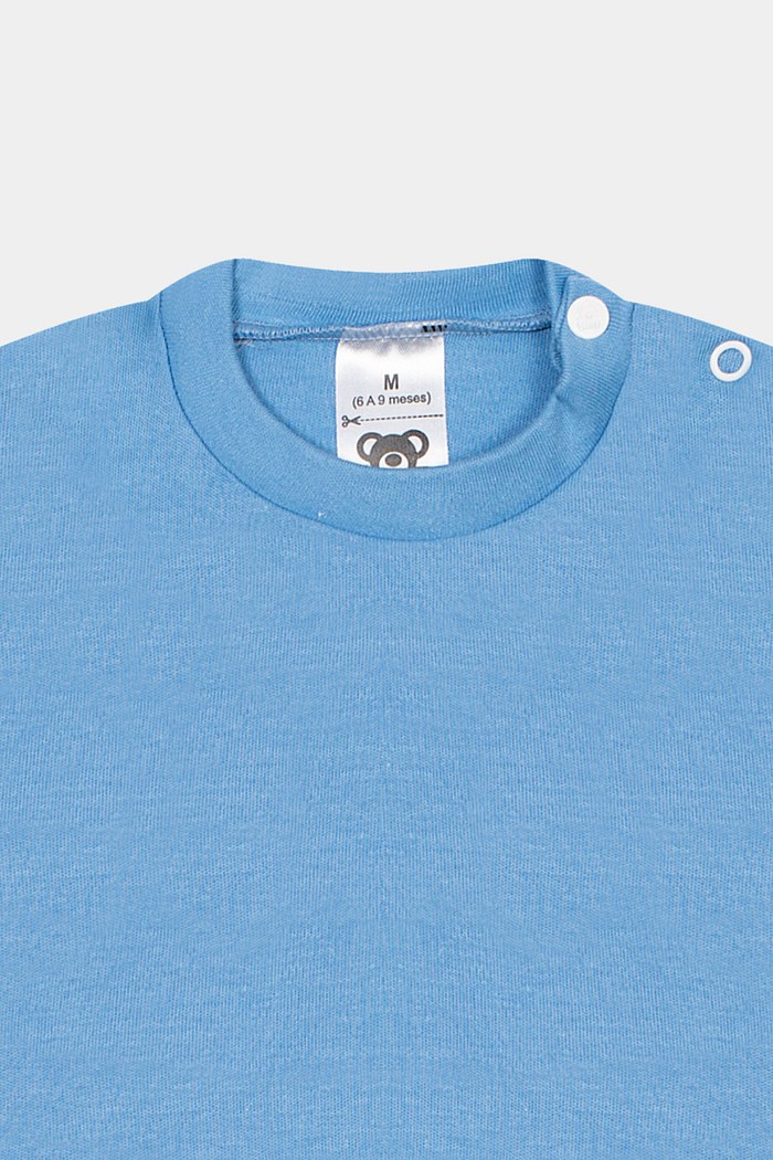 Camiseta Suedine Manga Curta Lisa Azul Médio Stolf