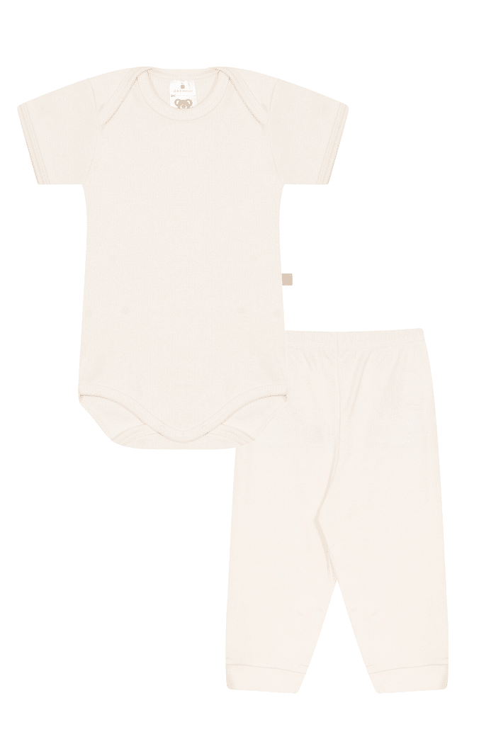 Conjunto Suedine Body Curto e Calça Off White Stolf