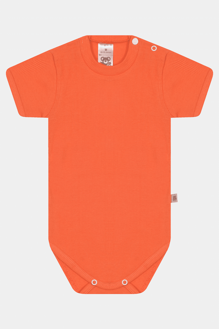 Body Canelado Manga Curta Terracota Stolf