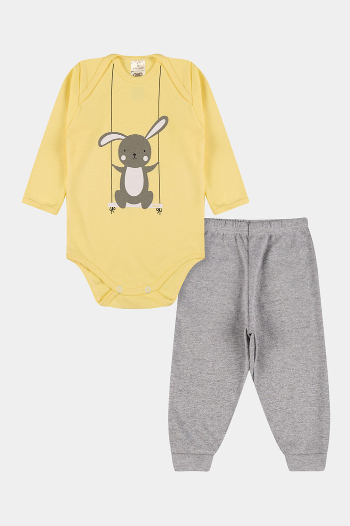 Conjunto Suedine Longo Coelho Balanço Amarelo