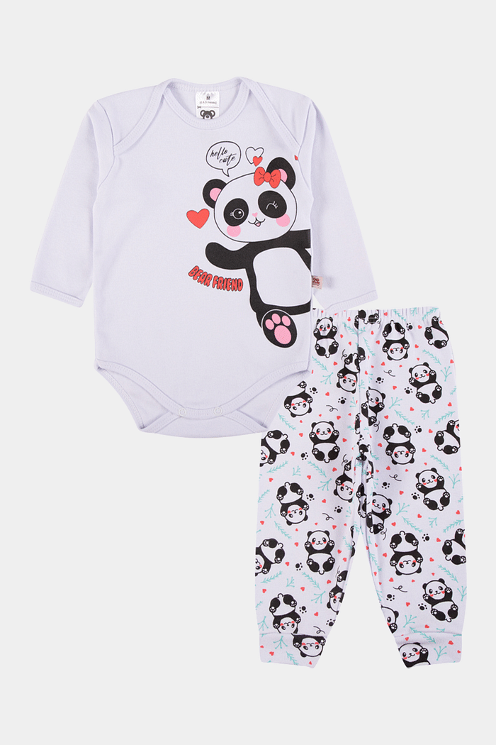 Conjunto Suedine Longo Panda Branco Stolf