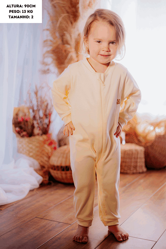 Macacão Algodão Egípcio Longo Amarelo Stolf