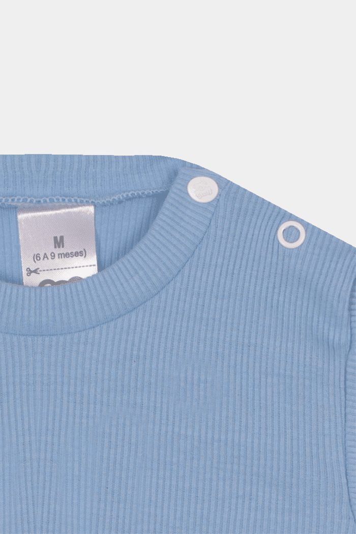 Body Canelado Manga Curta Indigo Claro Stolf