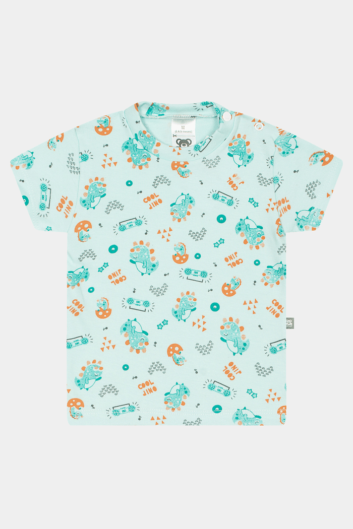 Camiseta Suedine Manga Curta Estampado Dino Stolf