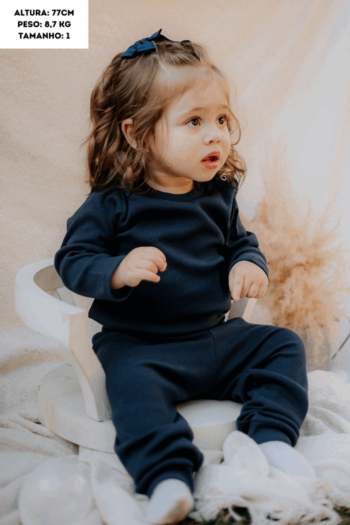 Conjunto Canelado Longo Marinho Stolf