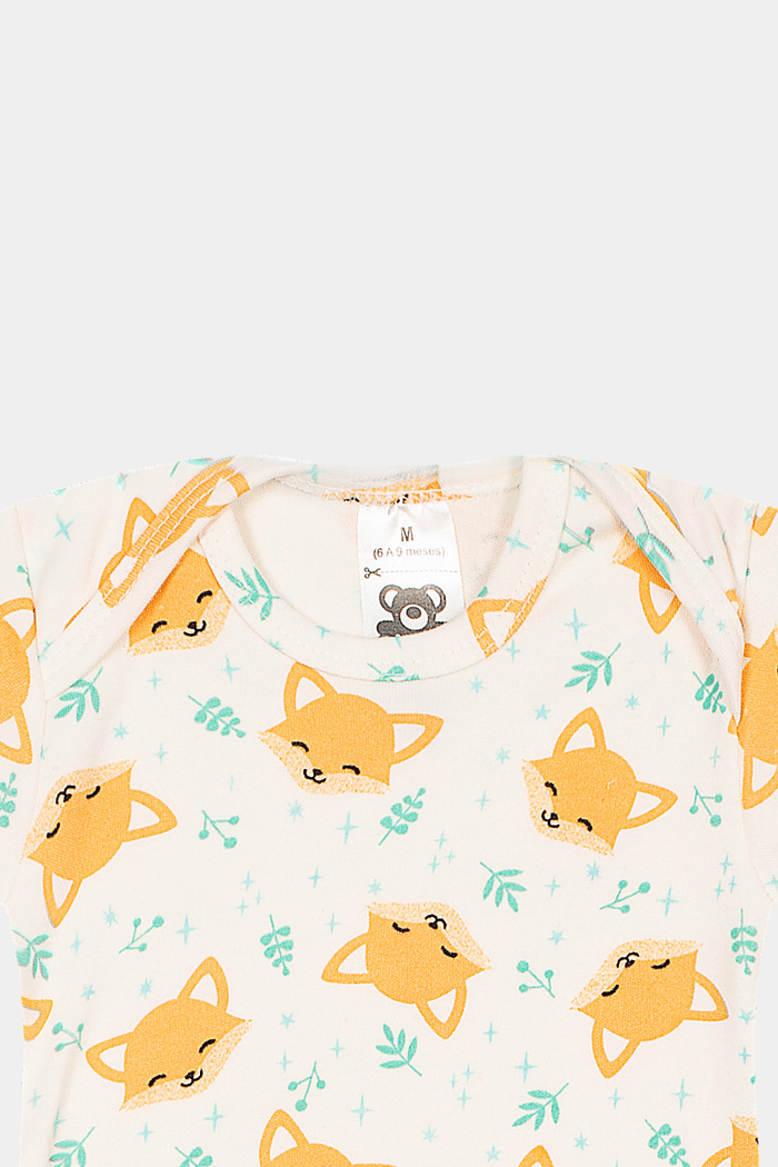 Body Suedine Manga Curta Estampado Raposa Stolf