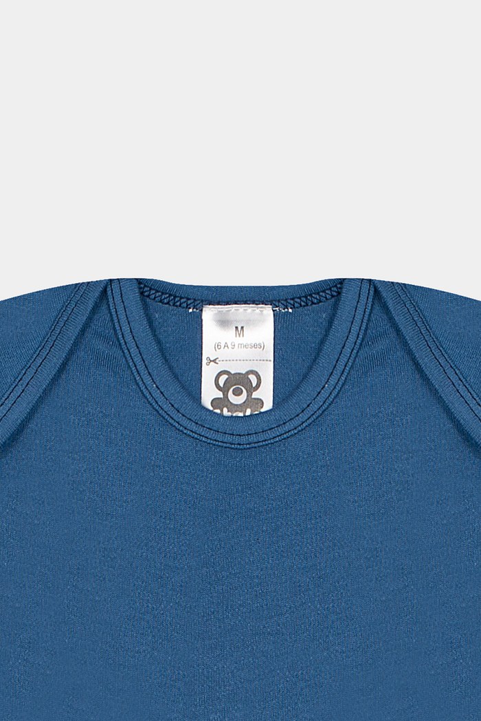 Body Suedine Manga Curta Liso Marinho Stolf