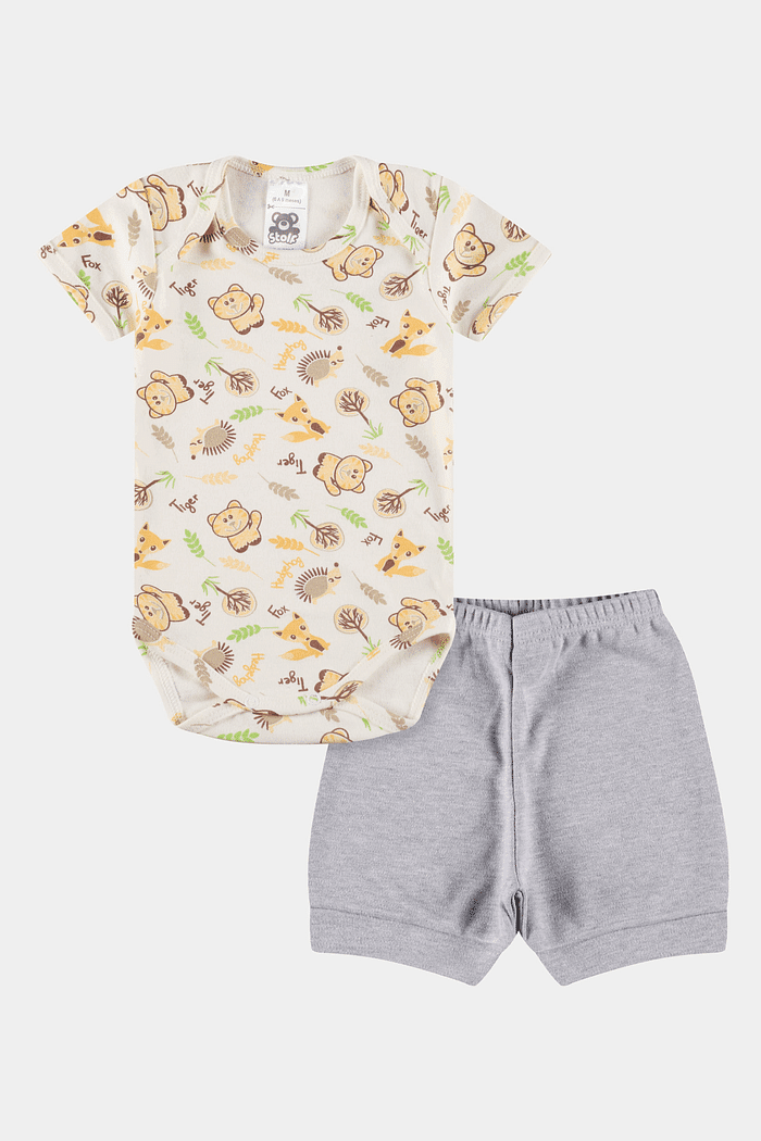 Conjunto Suedine Curto Safari Off White Stolf