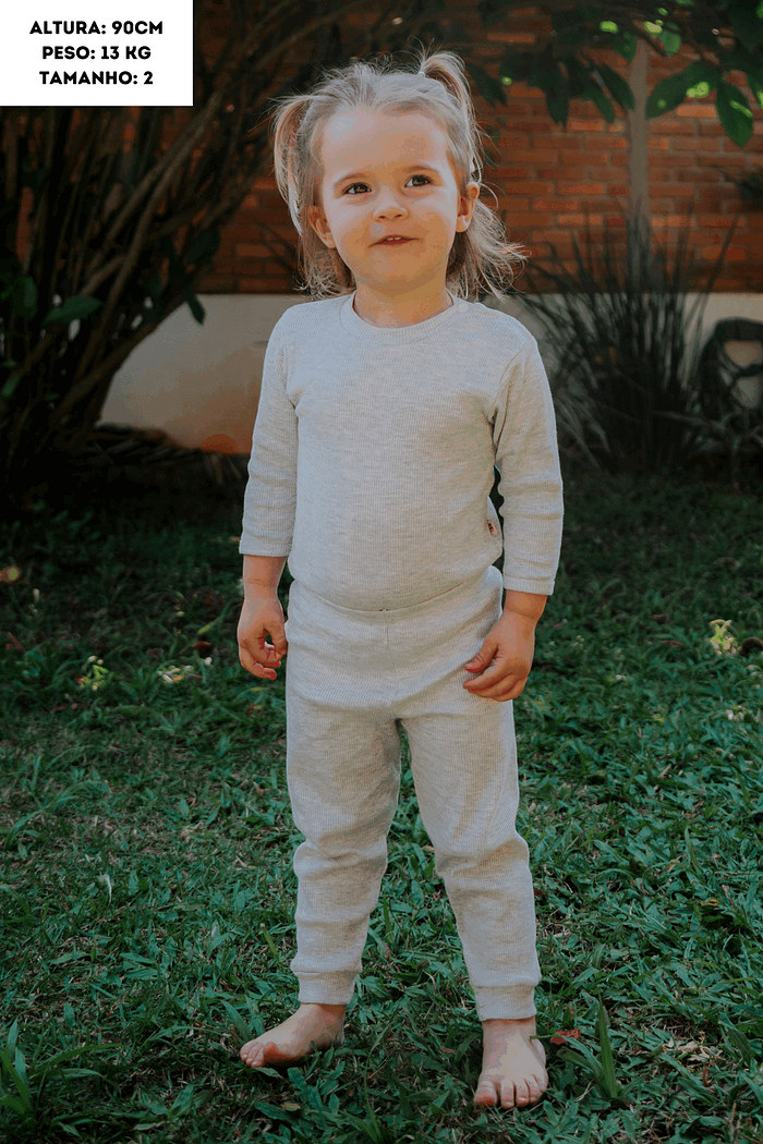 Calça Canelada Lisa Mescla Claro Stolf