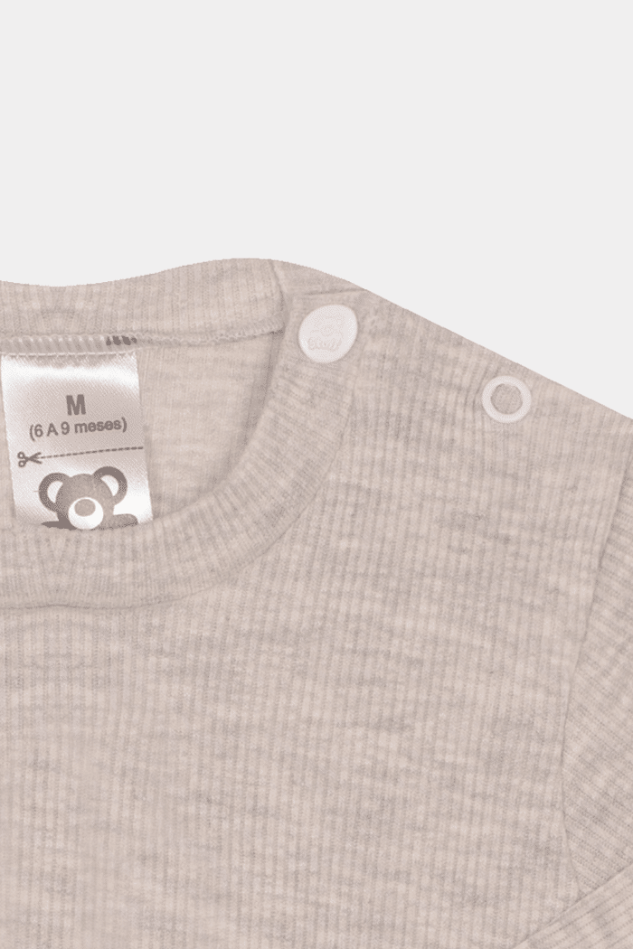 Body Canelado Manga Longa Mescla Claro Stolf