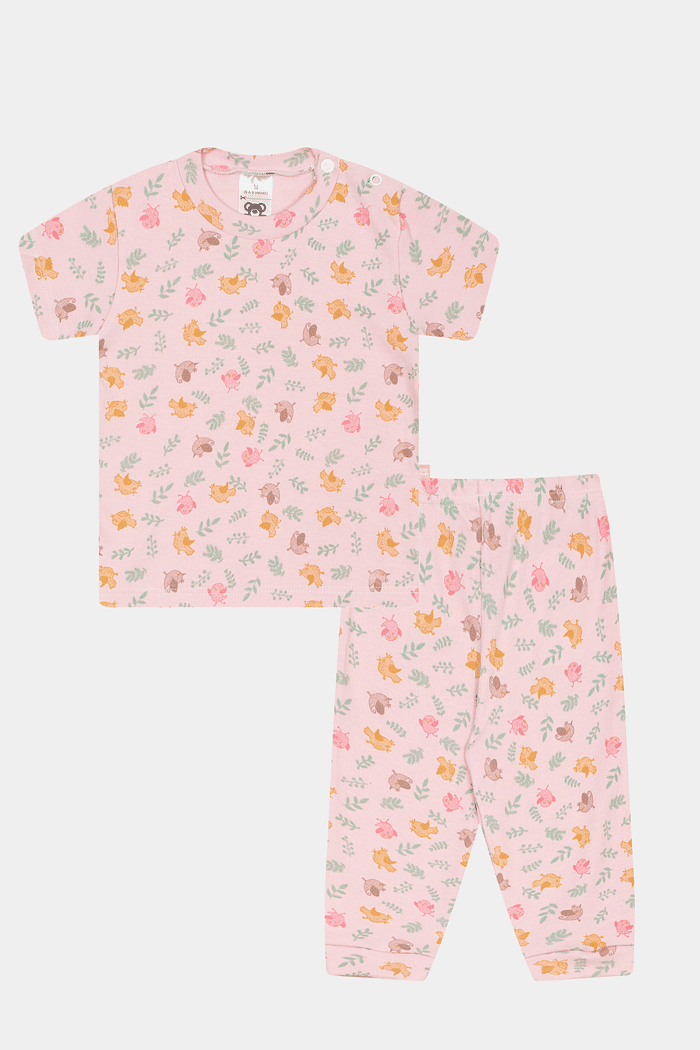 Conjunto Suedine Camiseta Curta e Calça Passarinho Stolf