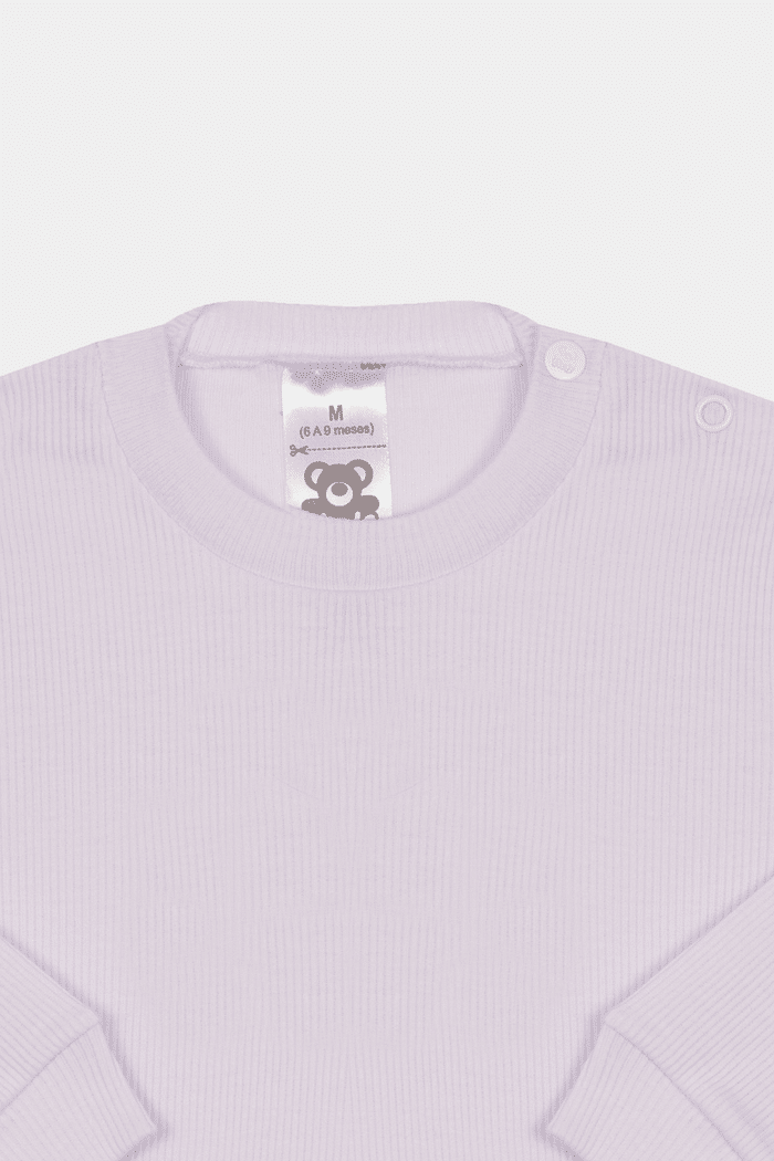 Camiseta Canelada Manga Longa Lisa Branca Stolf