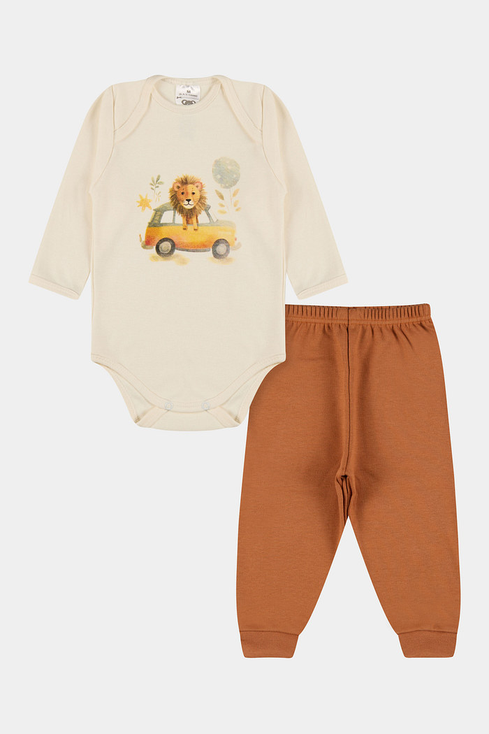 Conjunto Suedine Longo Leão Off White Stolf