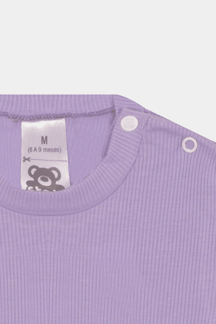 Body Canelado Manga Curta Lavanda Stolf