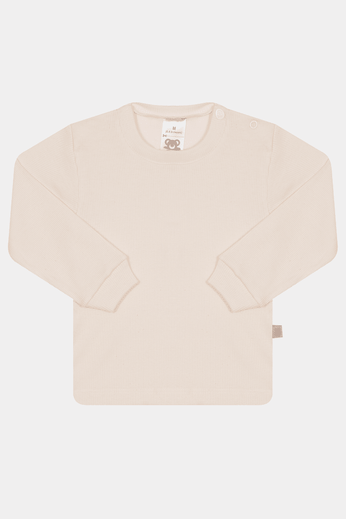 Camiseta Canelada Manga Longa Lisa Natural Stolf  