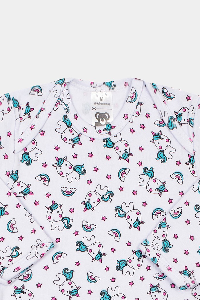 Body Suedine Manga Longa Estampado Unicórnio Stolf
