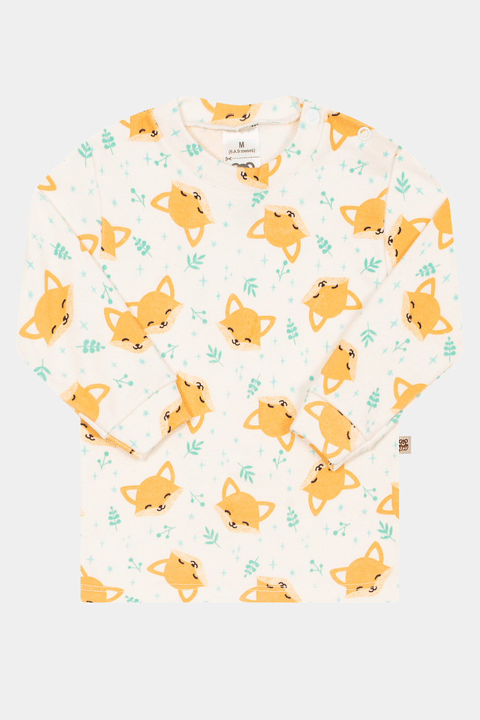 Camiseta Suedine Manga Longa Estampado Raposa Stolf