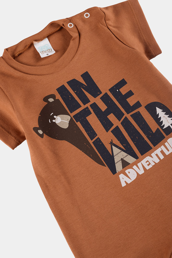 Macacão Algodão Egípcio Curto Wild Marrom