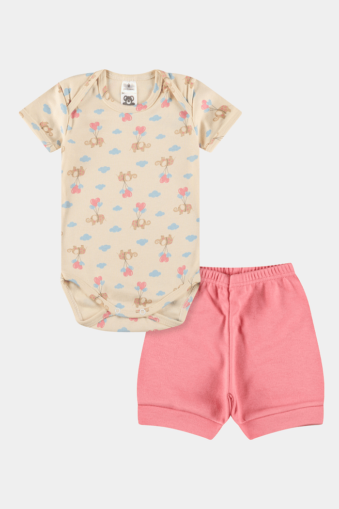 Conjunto Suedine Curto Elefante Creme Stolf