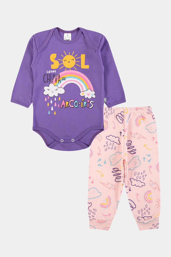 Conjunto Suedine Longo Arco Iris Lilas Stolf