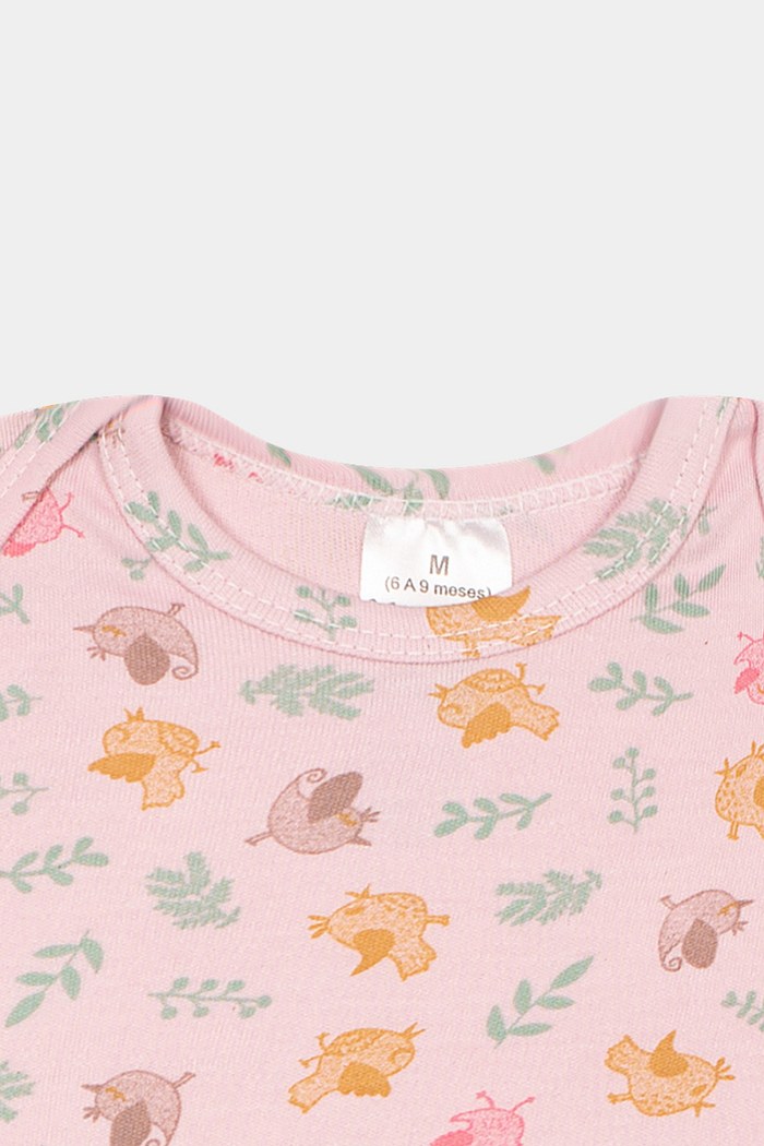 Body Suedine Manga Longa Estampado Passarinho Stolf