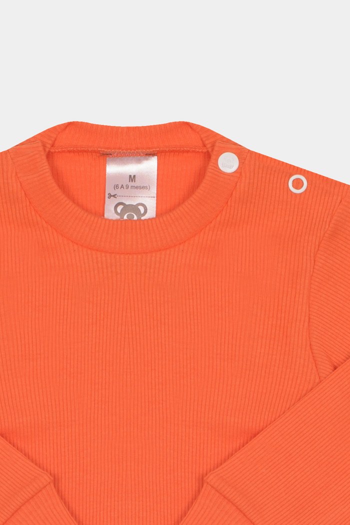 Camiseta Canelada Manga Longa Lisa Terracota Stolf