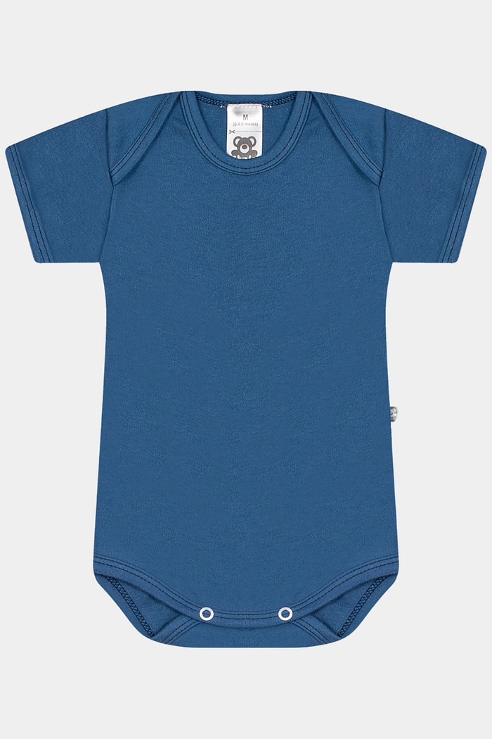 Body Suedine Manga Curta Liso Marinho Stolf