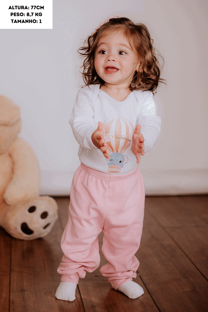 Conjunto Suedine Longo Elefante Balão Branco Stolf