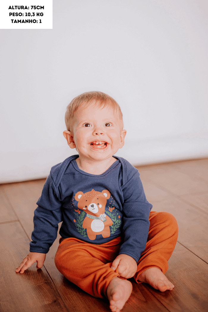 Conjunto Suedine Longo Urso Azul Escuro Stolf