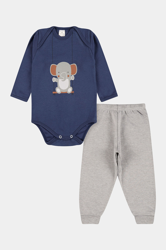 Conjunto Suedine Longo Elefante Balanço Azul Escuro Stolf