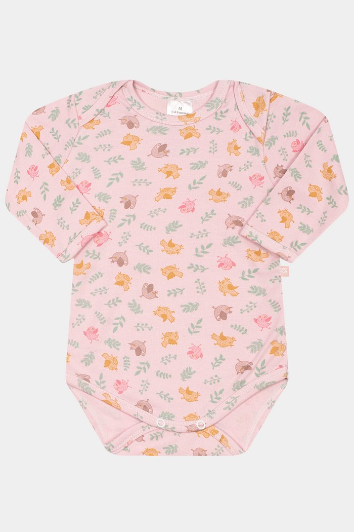 Body Suedine Manga Longa Estampado Passarinho Stolf